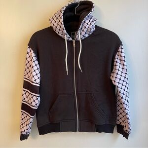 Youth West Bank Apparel Kufiya Hoodie Zip Up Sweatshirt Cotton Kids Size 8